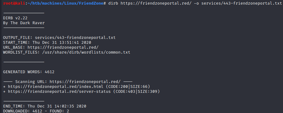 dirb friendzoneportal