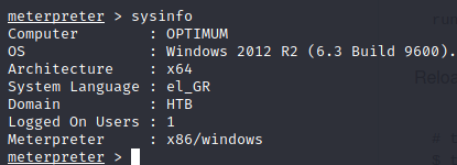 meterpreter sysinfo